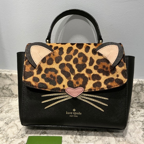 Kate Spade New York Run Wild Leopard Kerrie Cat Handbag Crossbody - Picture 1 of 8